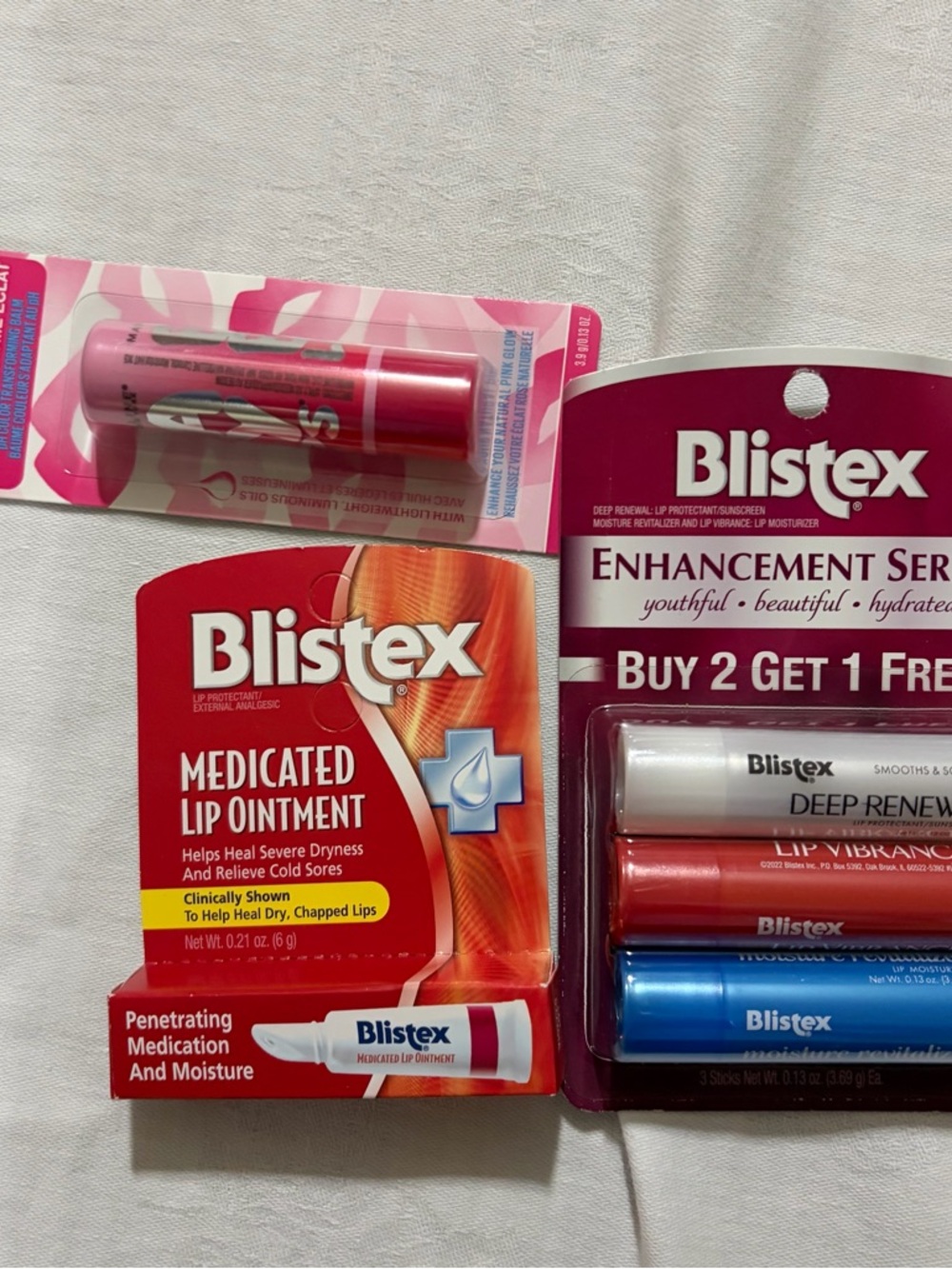 Blistex Medicated Lip Ointment & Lip Balm Pack - Red, White, Blue